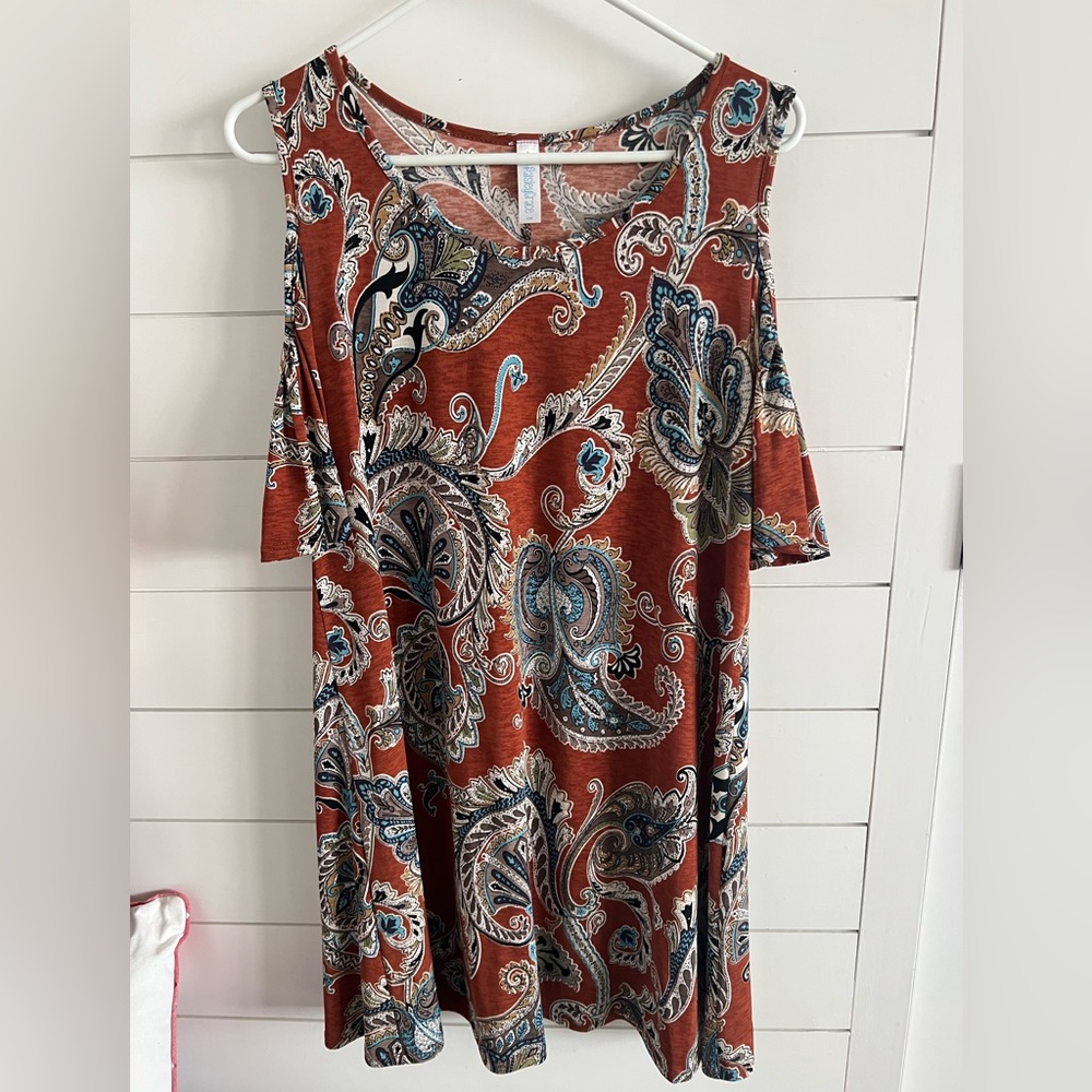 Paisley Grace cold shoulder dress